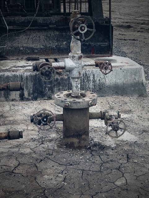 Excavated wellbore casing ahead of removal